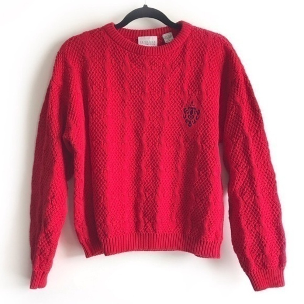 Vintage Nordstrom Point of View Red Cotton Sweater size Large
